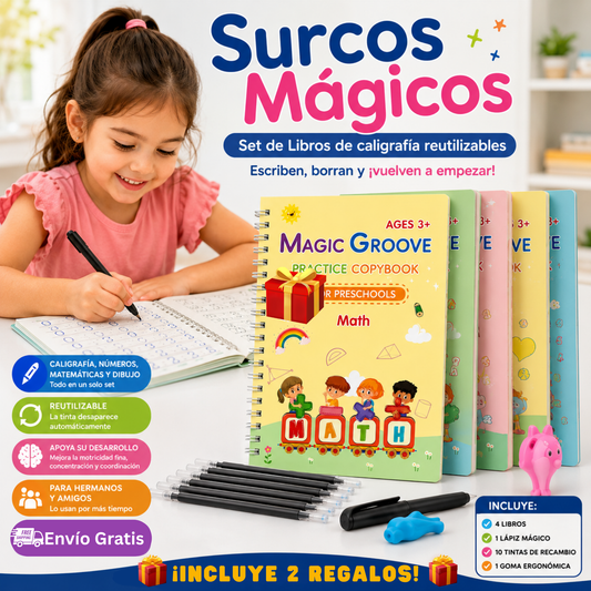 SURCOS MÁGICOS: Set de Libros de Caligrafía Reutilizables