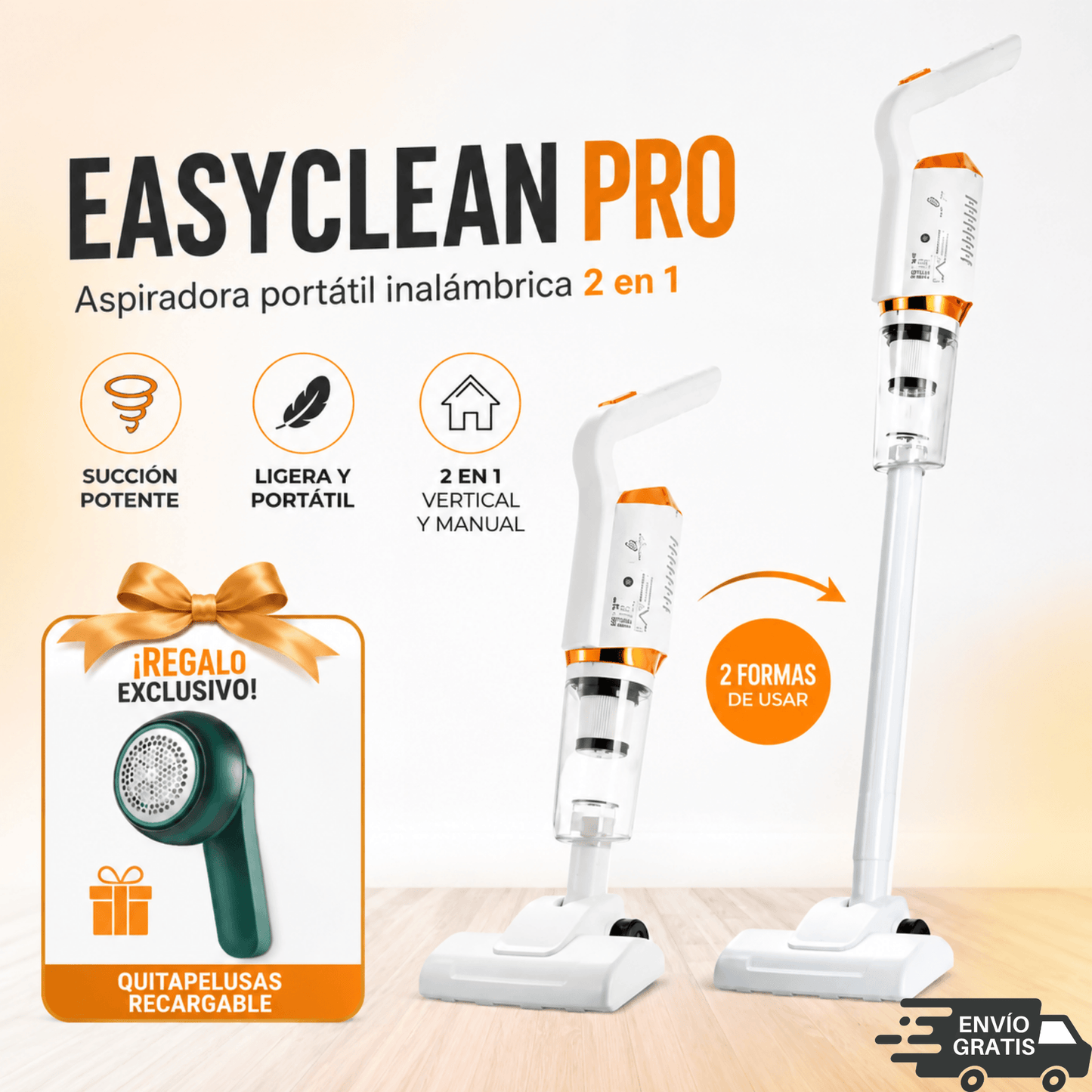 EasyClean Pro: Aspiradora Portátil Inalámbrica 2 en 1