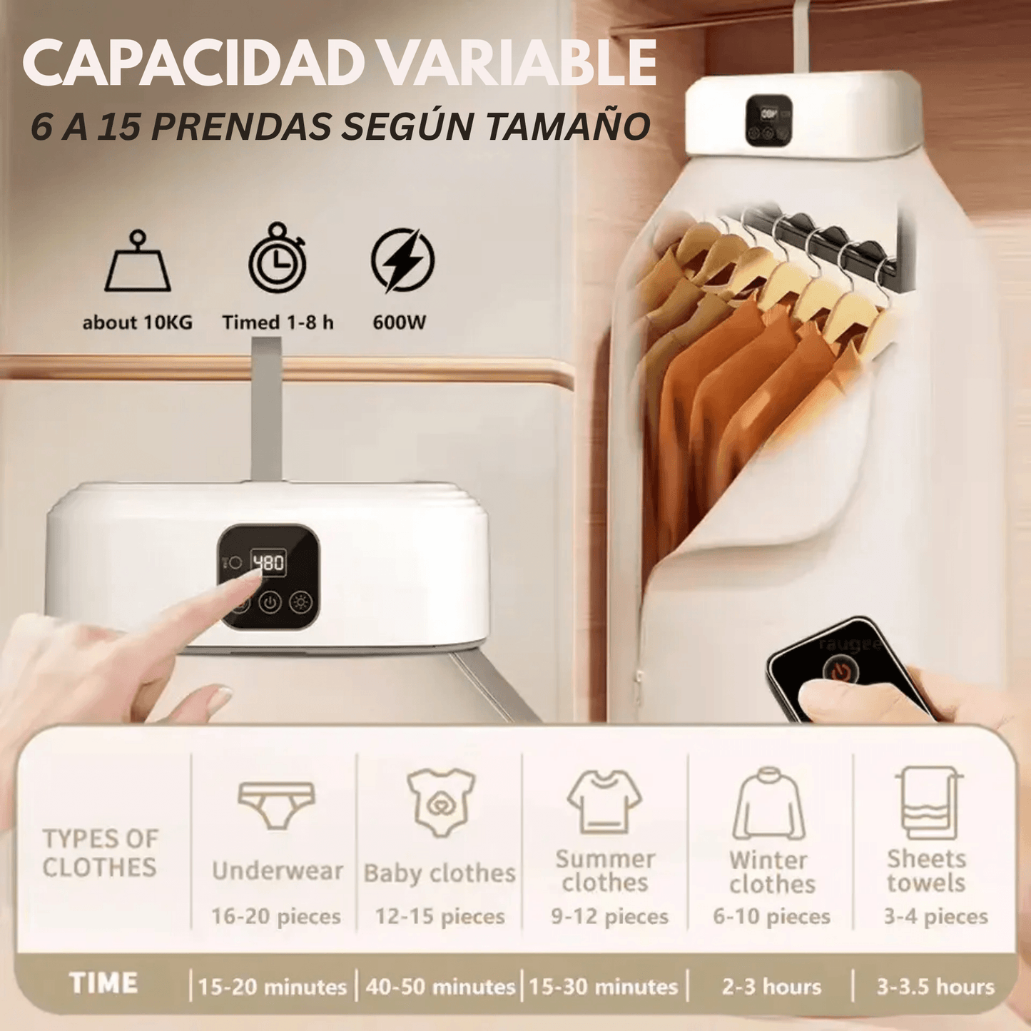 TotalDry: Combo Secadora de Ropa + Secadora de Zapatos