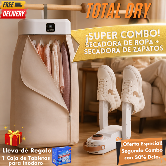 TotalDry: Combo Secadora de Ropa + Secadora de Zapatos